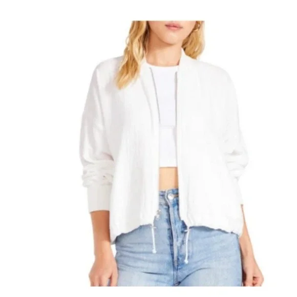 BB Dakota Womens Fast Lane Bomber Jacket Sz Small Gauze Lightweight Full Zip - Picture 2 of 12